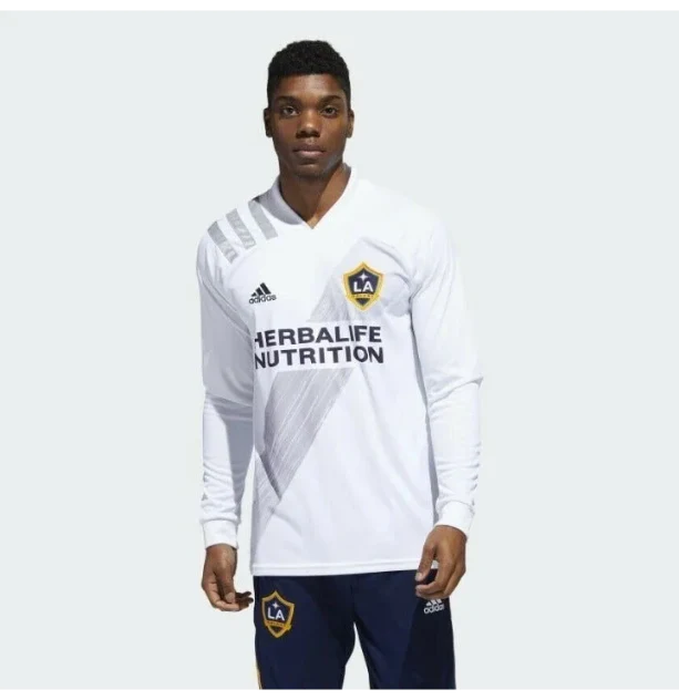 LA Galaxy 20-21 adidas Replica White Home Long Sleeve Blank Jersey - Image 4