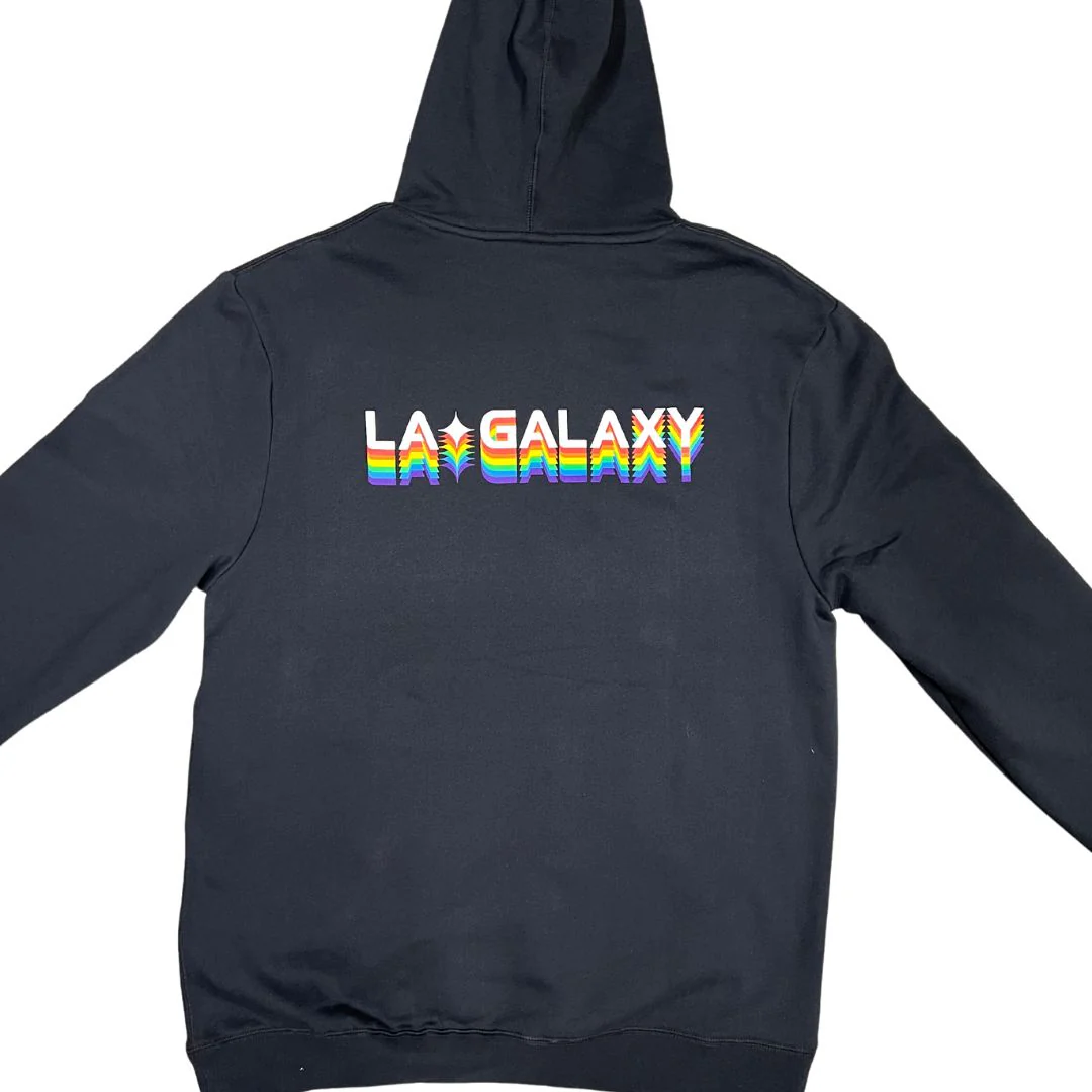 LA Galaxy 2022 Mitchell & Ness Pride Stacked Black Hoodie - Image 2