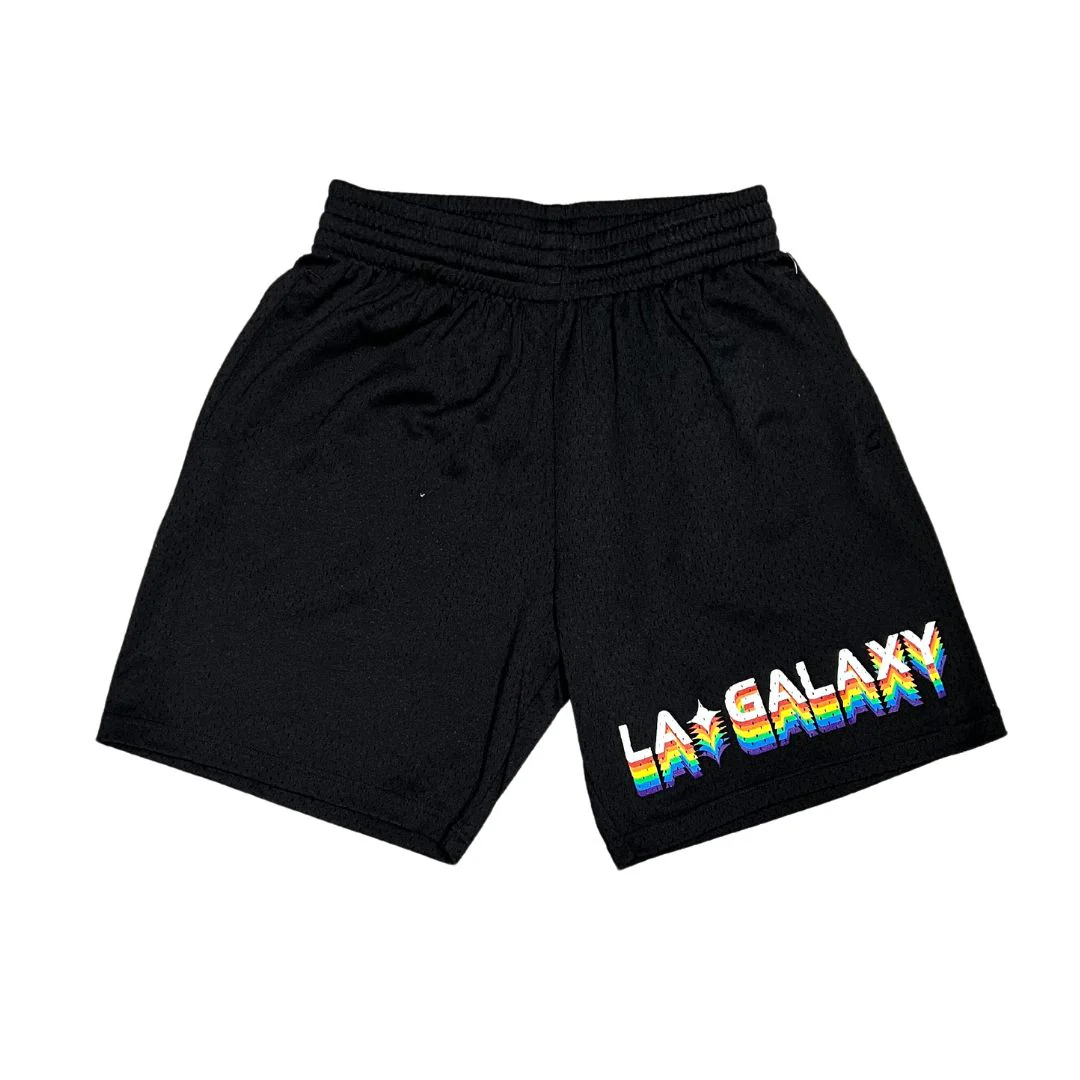 LA Galaxy 2022 Mitchell & Ness Pride Stacked Black Swingman Shorts