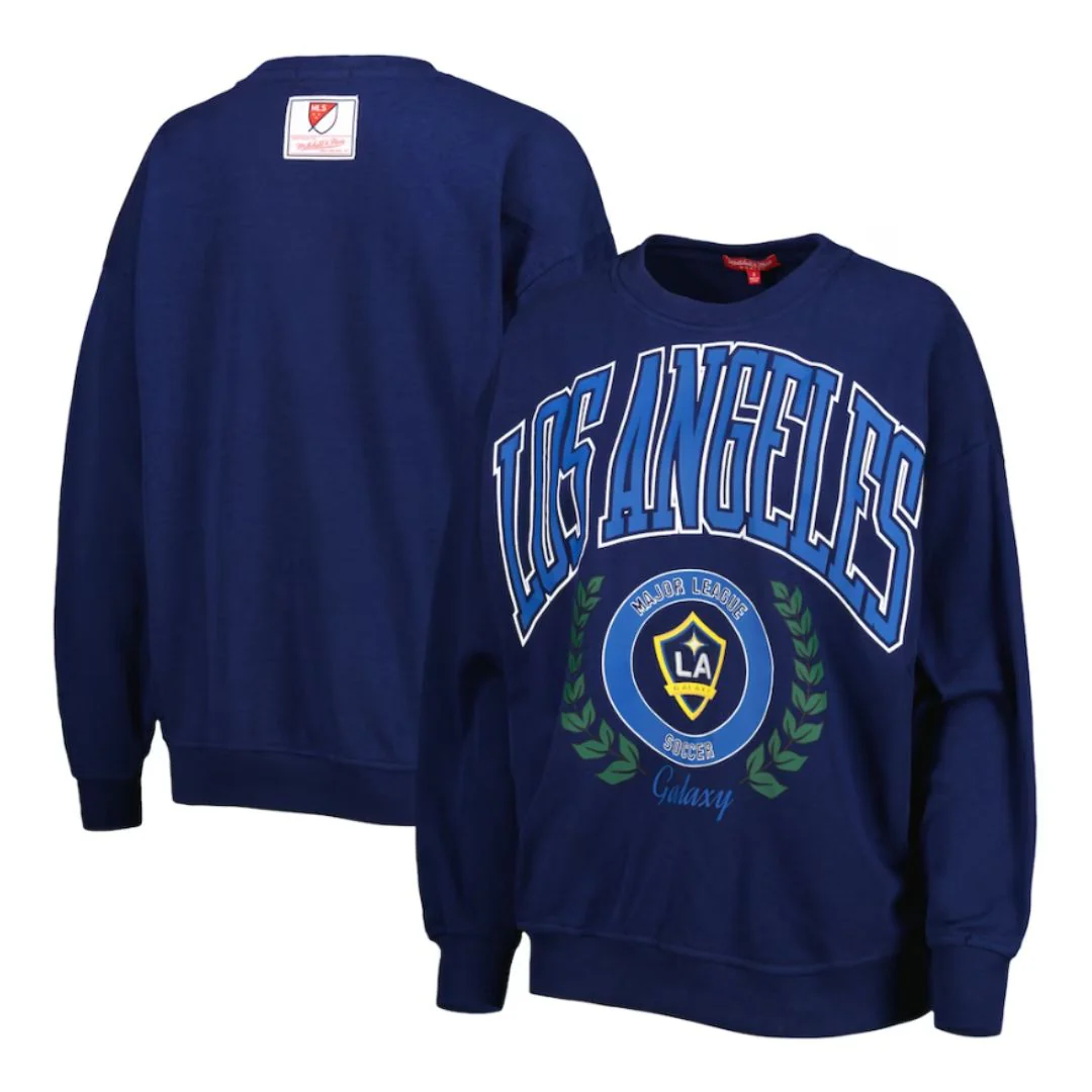 LA Galaxy 2023 Women's Mitchell & Ness Logo Navy Crewneck - Image 3