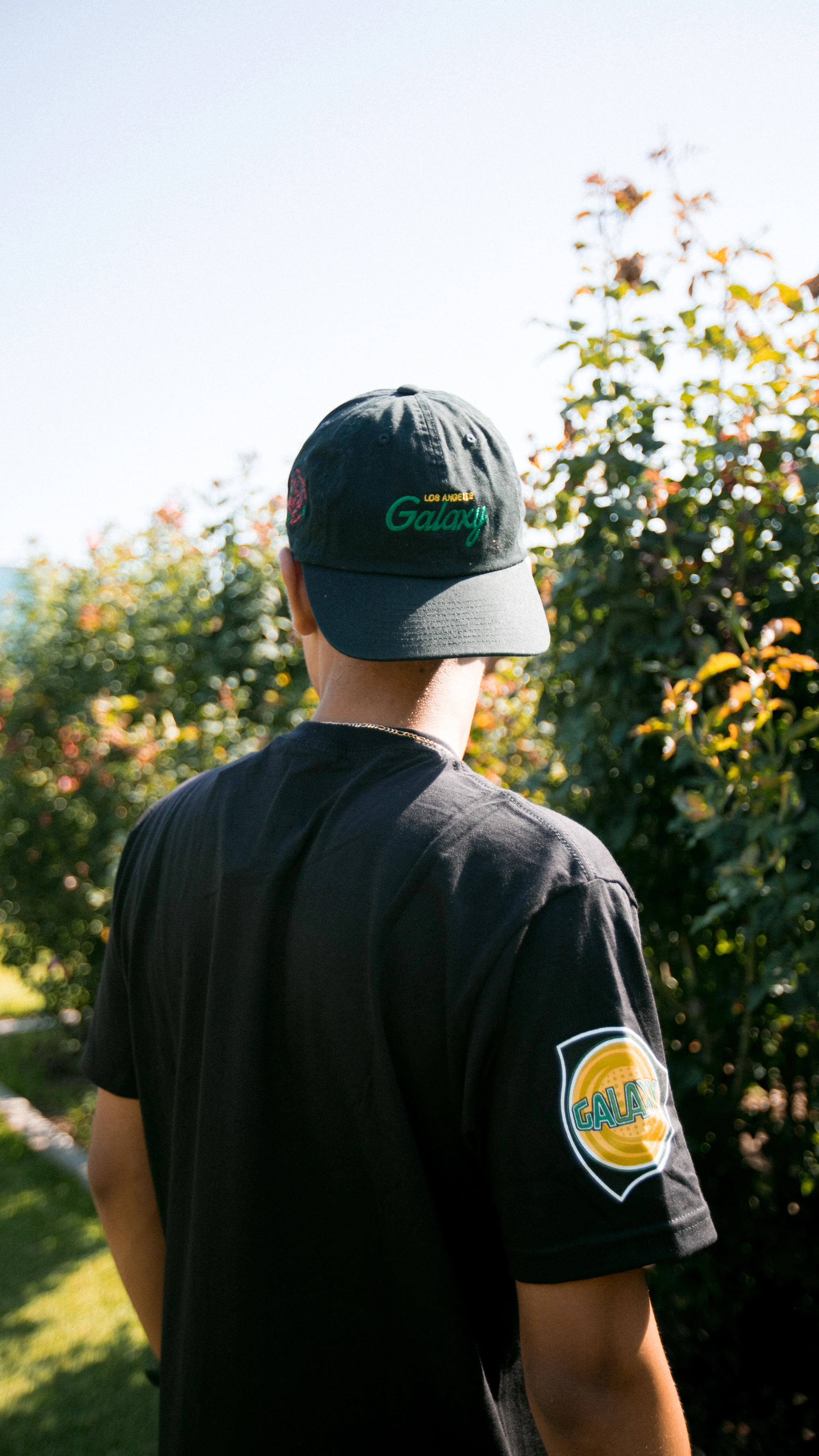 LA Galaxy 2023 Mitchell & Ness Rose Script Black T-Shirt - Image 4