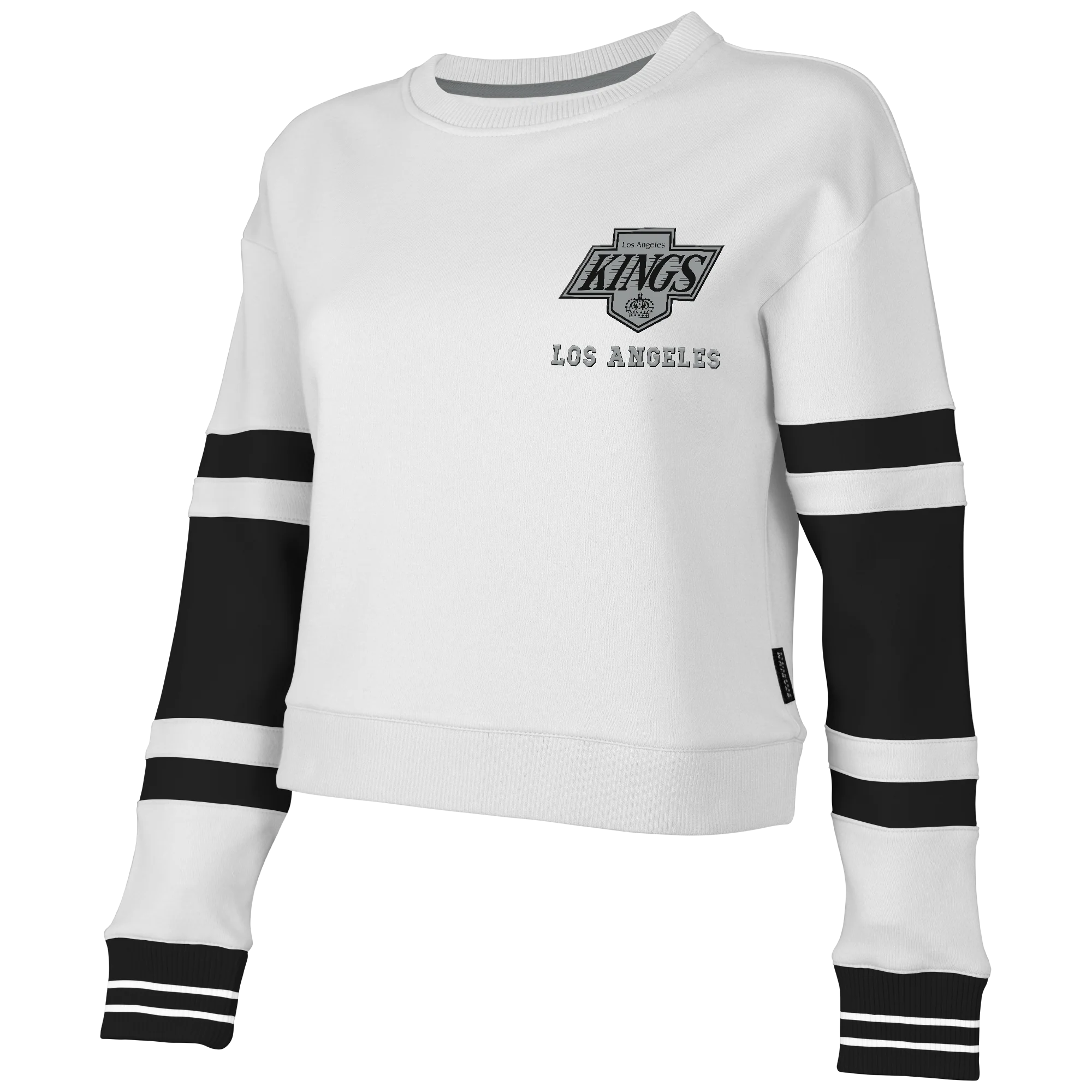 Kings Women Stadium Essentials NHL Scrimmage White Cropped Long Sleeve Shirt