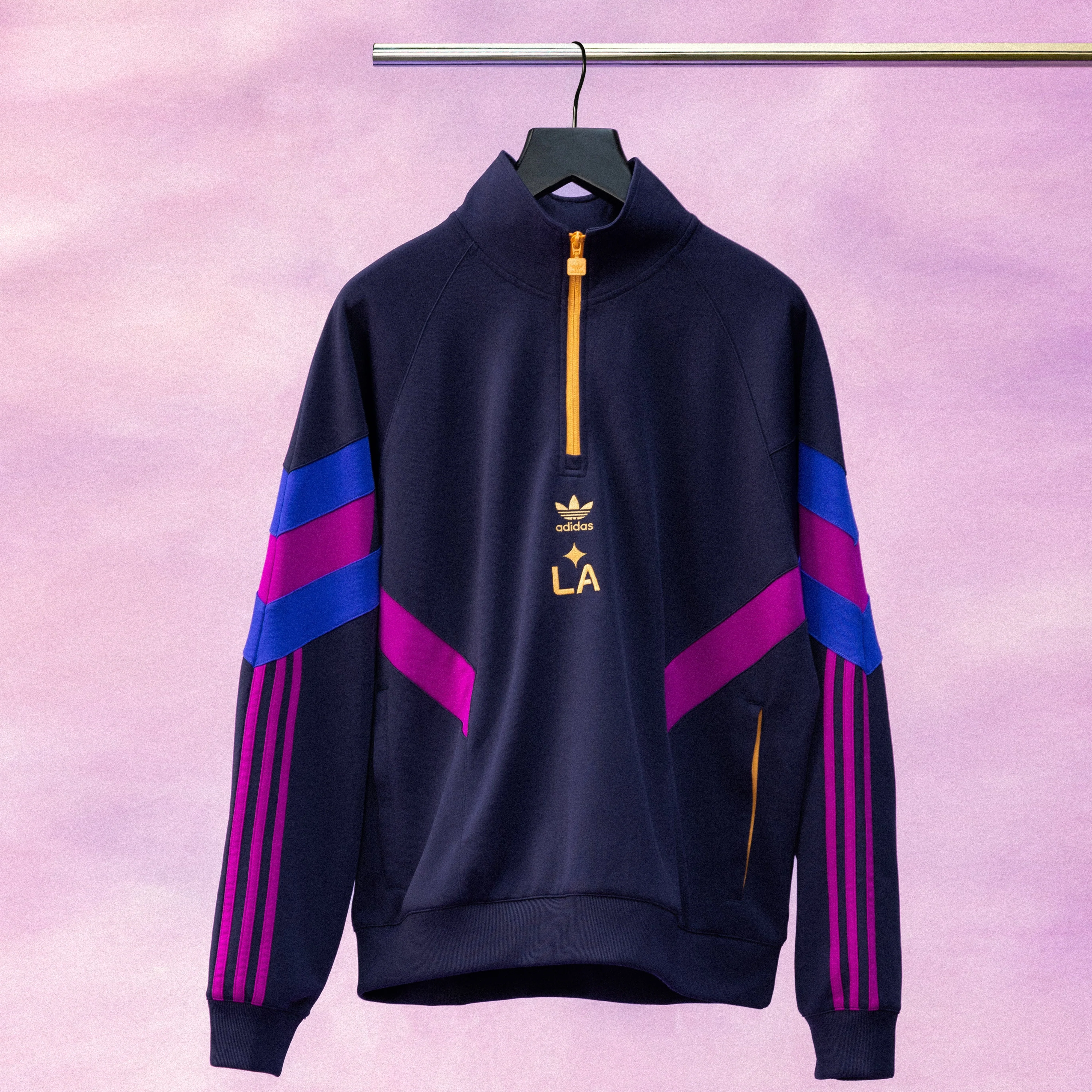 LA GALAXY adidas 2025 Originals Purple Half Zip Crew Sweatshirt - Image 2