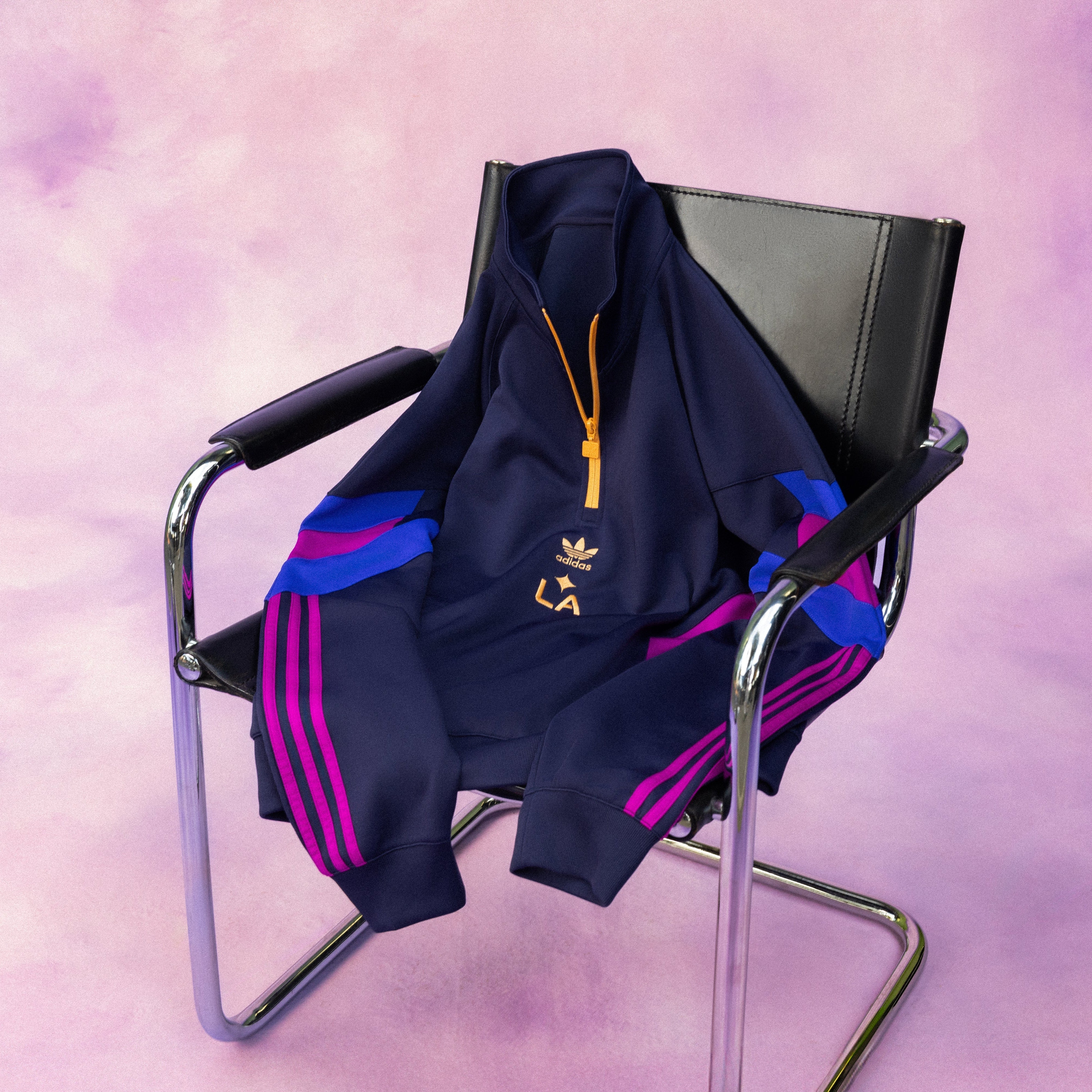 LA GALAXY adidas 2025 Originals Purple Half Zip Crew Sweatshirt - Image 3