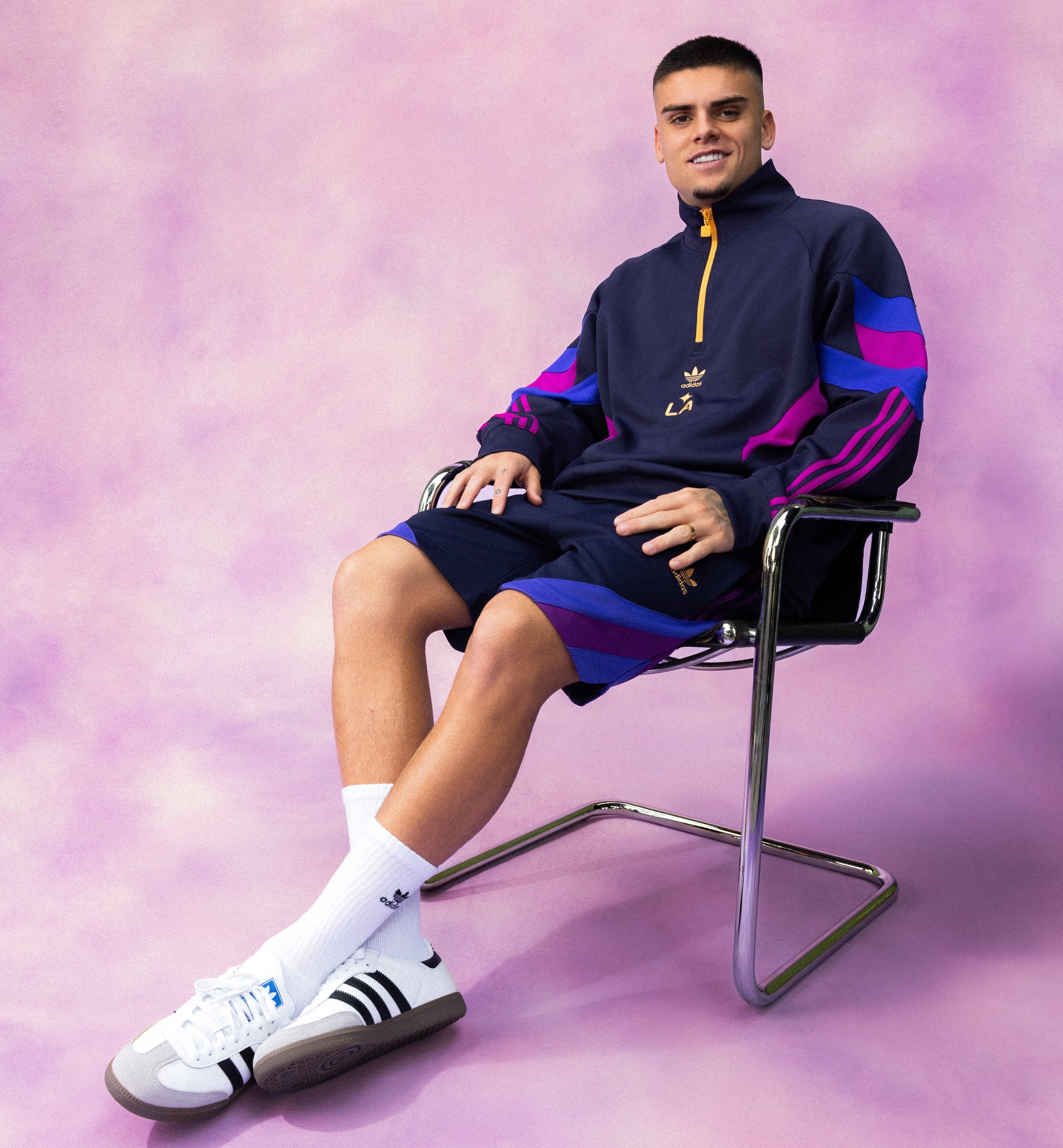 LA GALAXY adidas 2025 Originals Purple Half Zip Crew Sweatshirt - Image 4