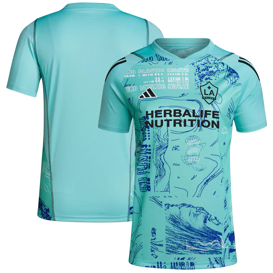 LA Galaxy Women's 23 adidas Teal One Planet Jersey - Image 3