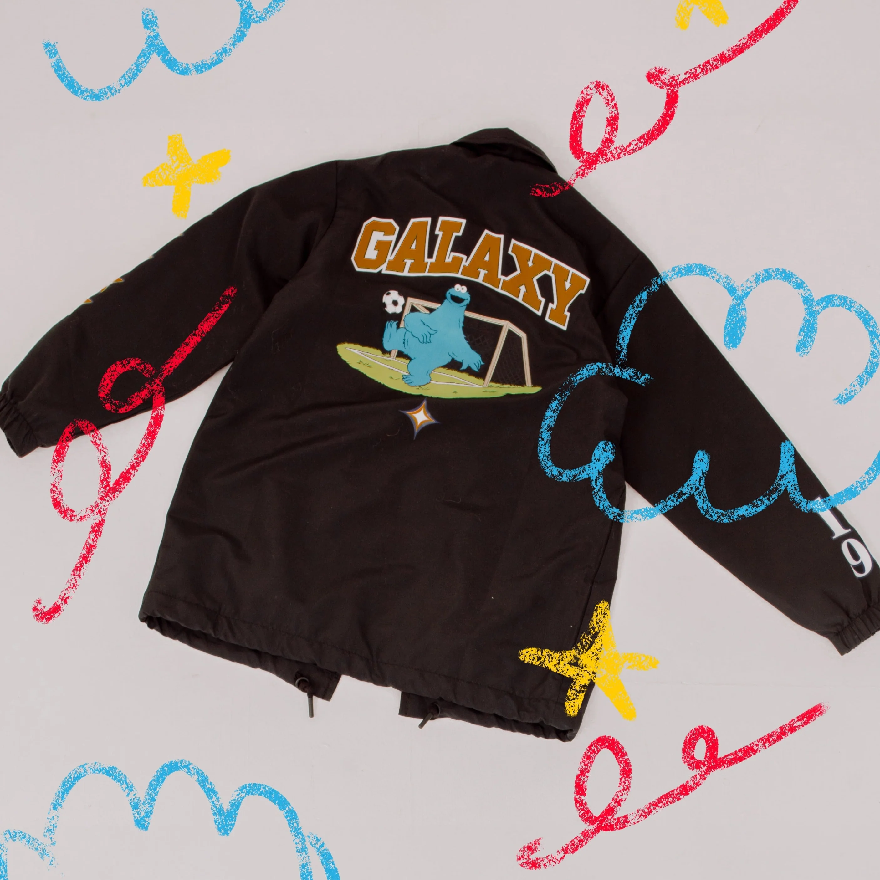 LA GALAXY x Sesame Street Unisex Peace Collective Coach Jacket- Black - Image 2
