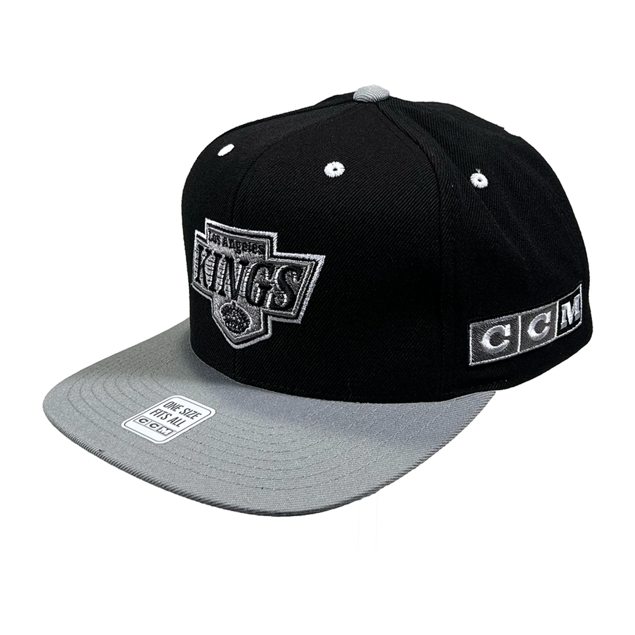 LA Kings CCM Black Grey Flat Brim Snapback Hat - Image 3