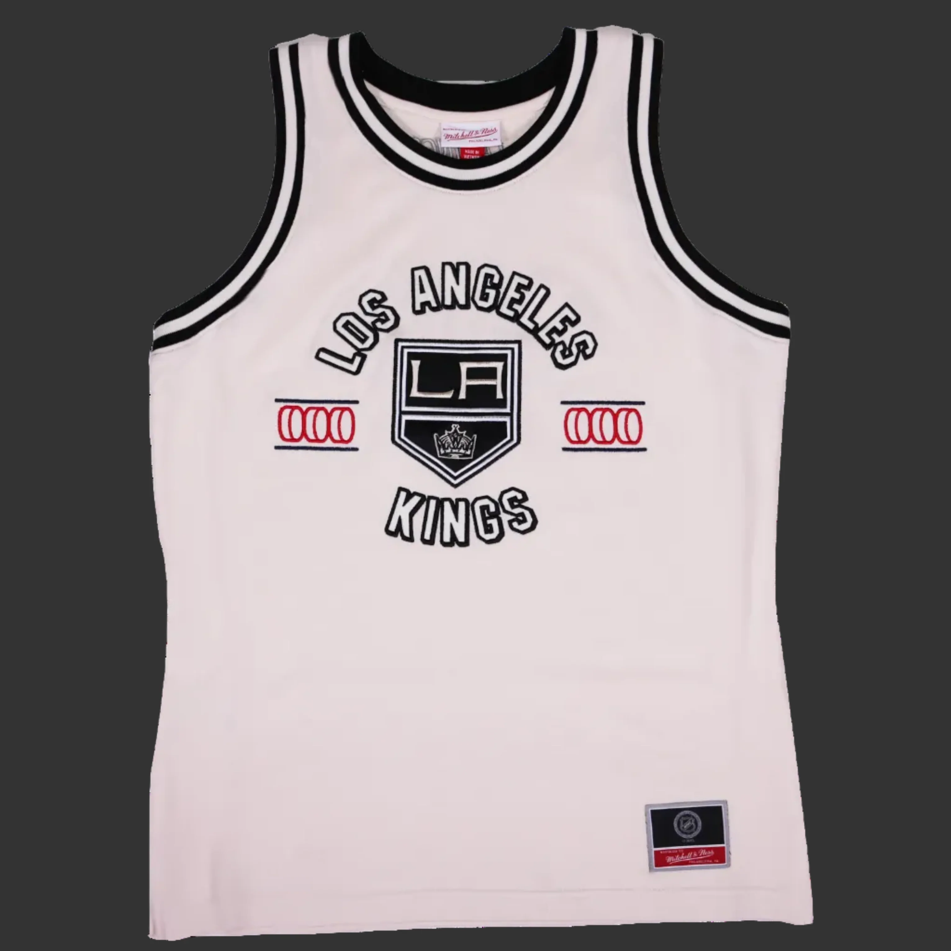 LA Kings Mitchell & Ness Dune Shield Logo Cream Basketball Jersey