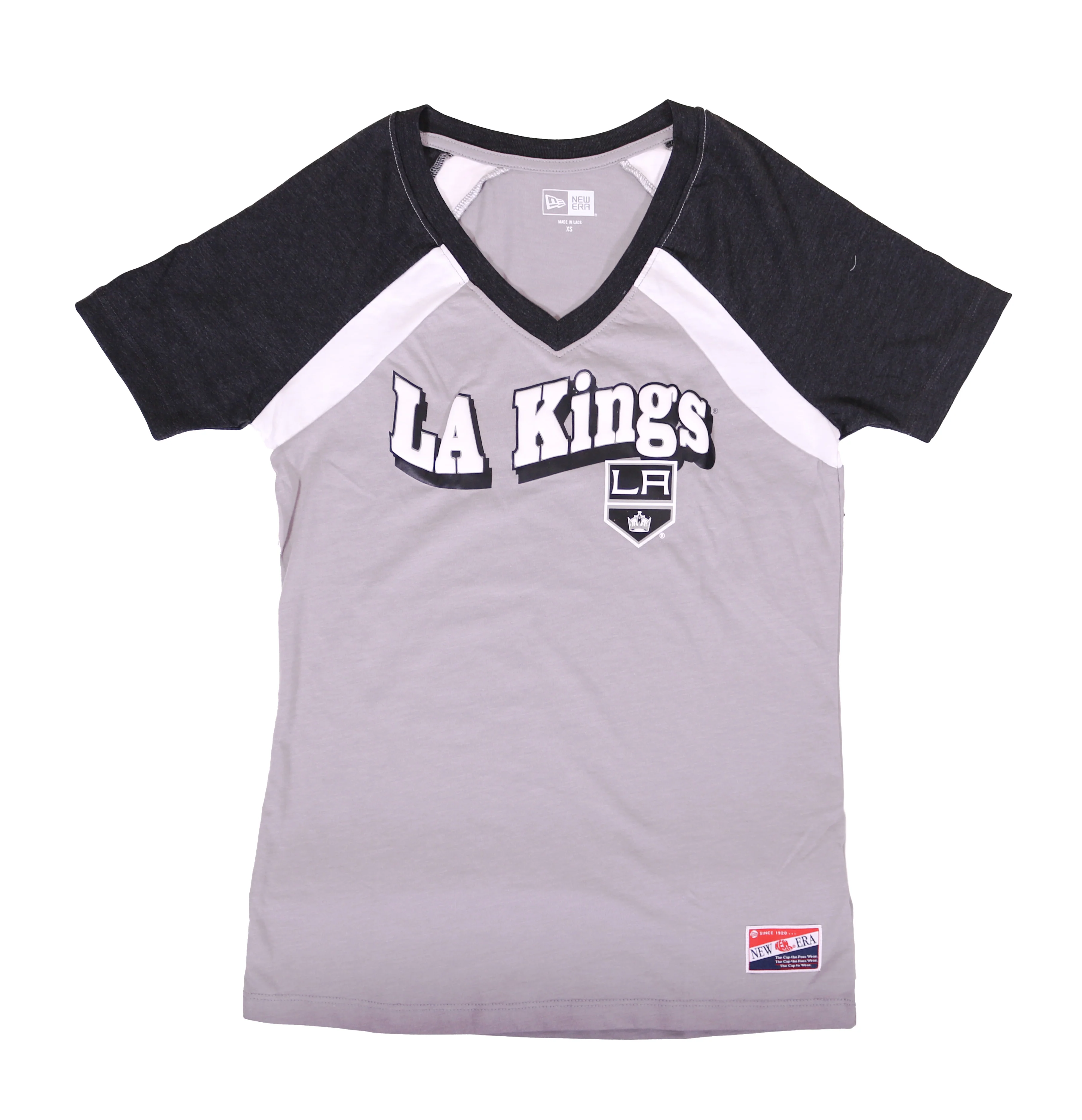 Kings Women's New Era Gray Puff Raglan V-Neck T-Shirt
